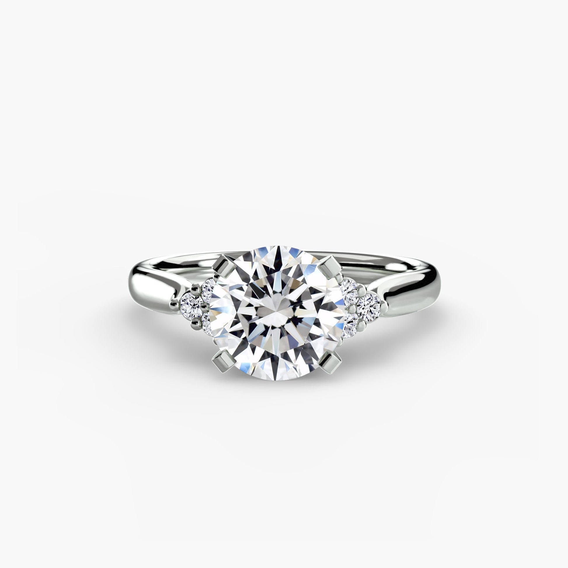 Solitaire with Cluster Shoulders 2 - AYKA JEWELS