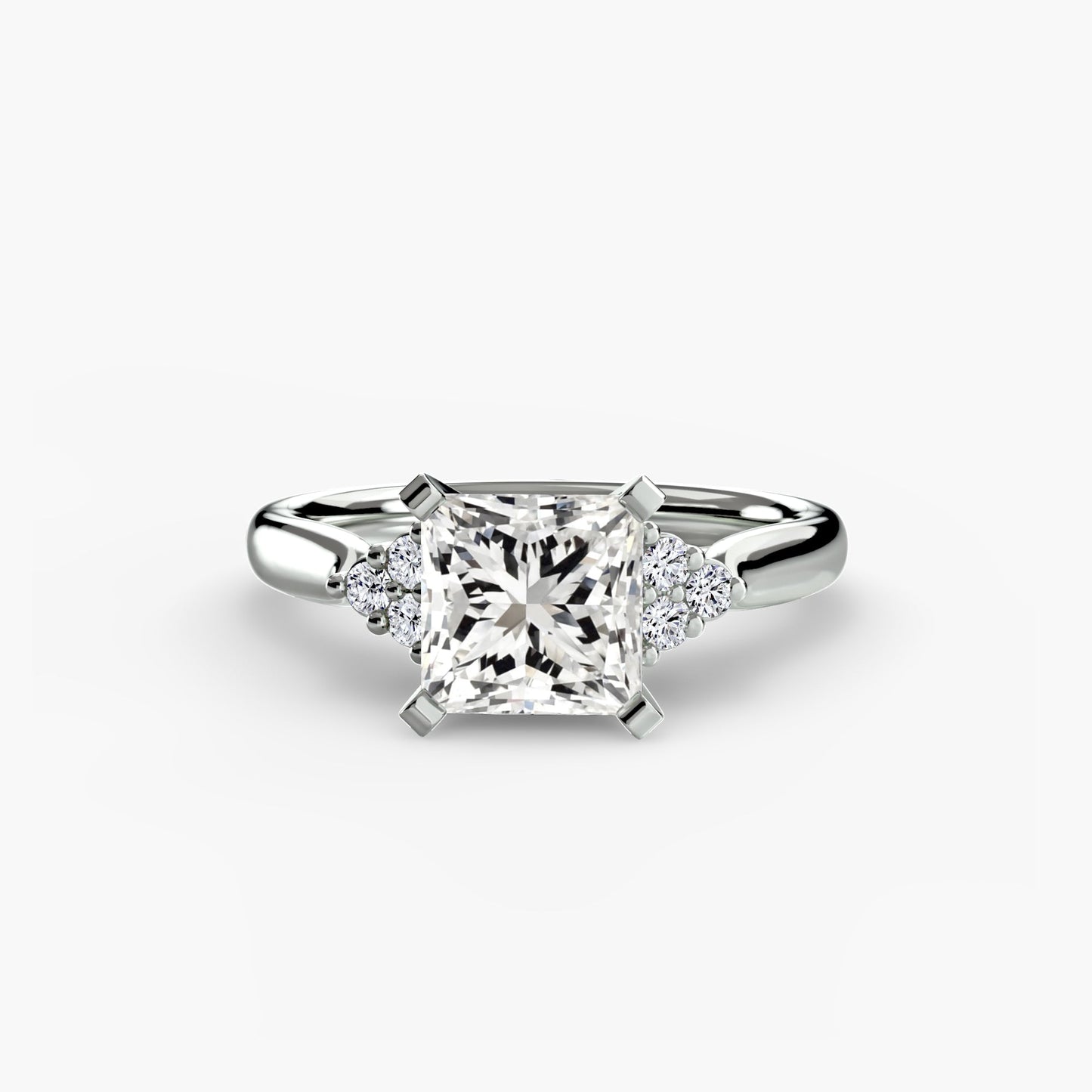 Solitaire with Cluster Shoulders 2 - AYKA JEWELS