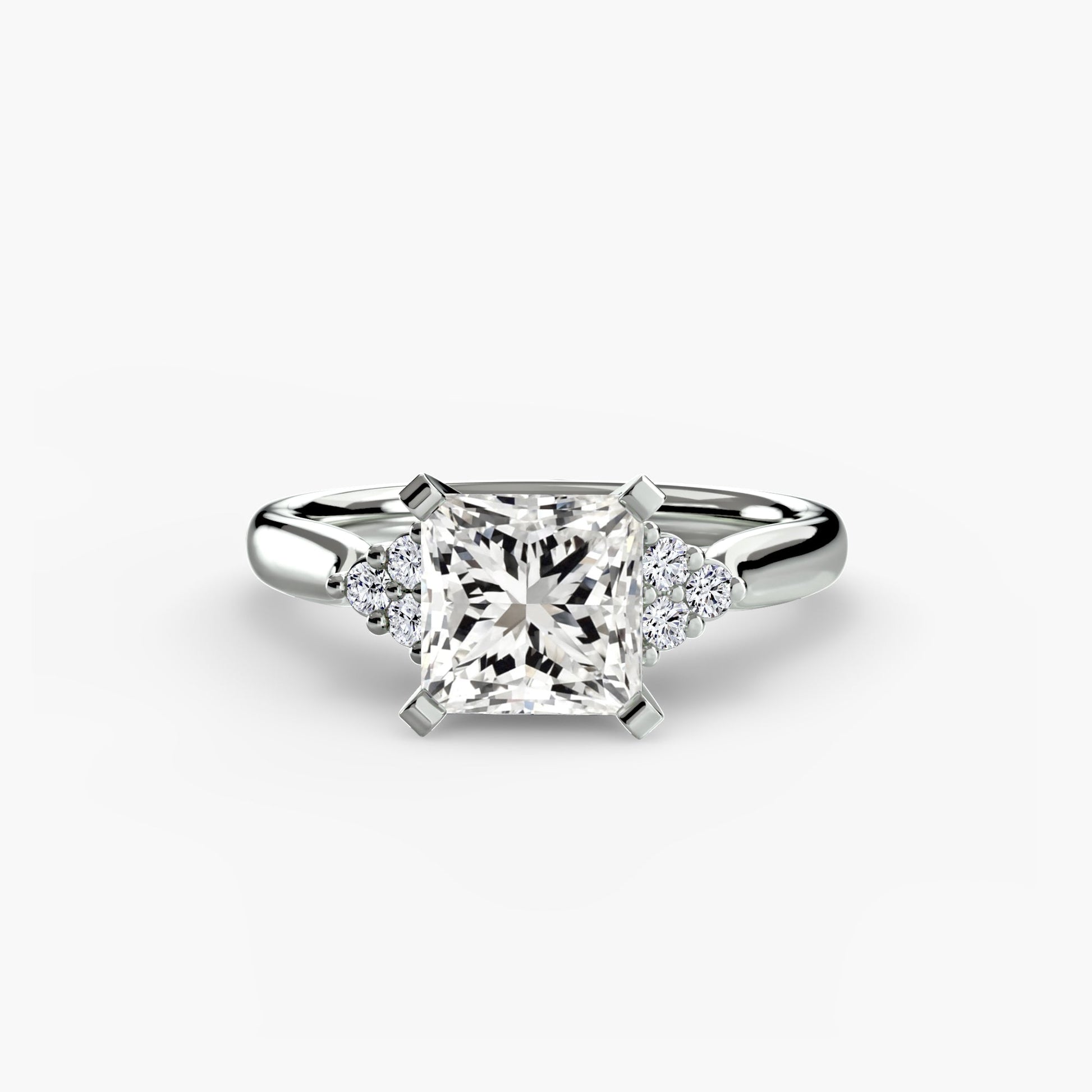 Solitaire with Cluster Shoulders 2 - AYKA JEWELS