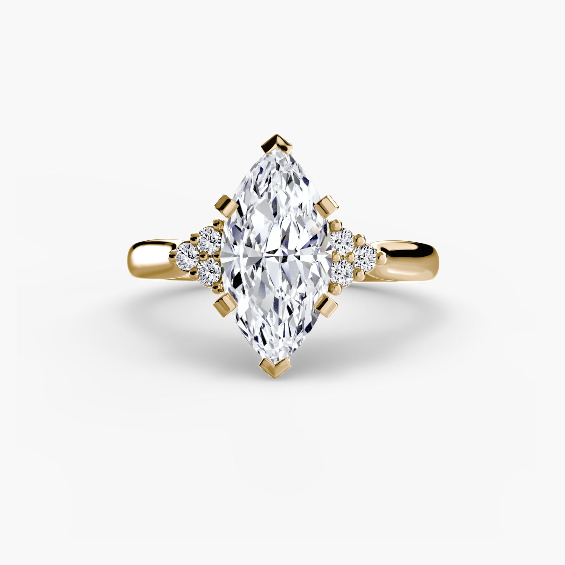 Solitaire with Cluster Shoulders 2 - AYKA JEWELS
