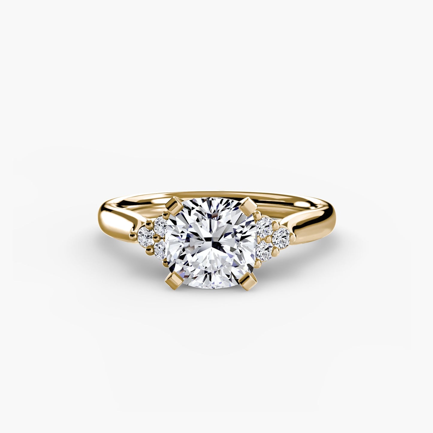 Solitaire with Cluster Shoulders 2 - AYKA JEWELS
