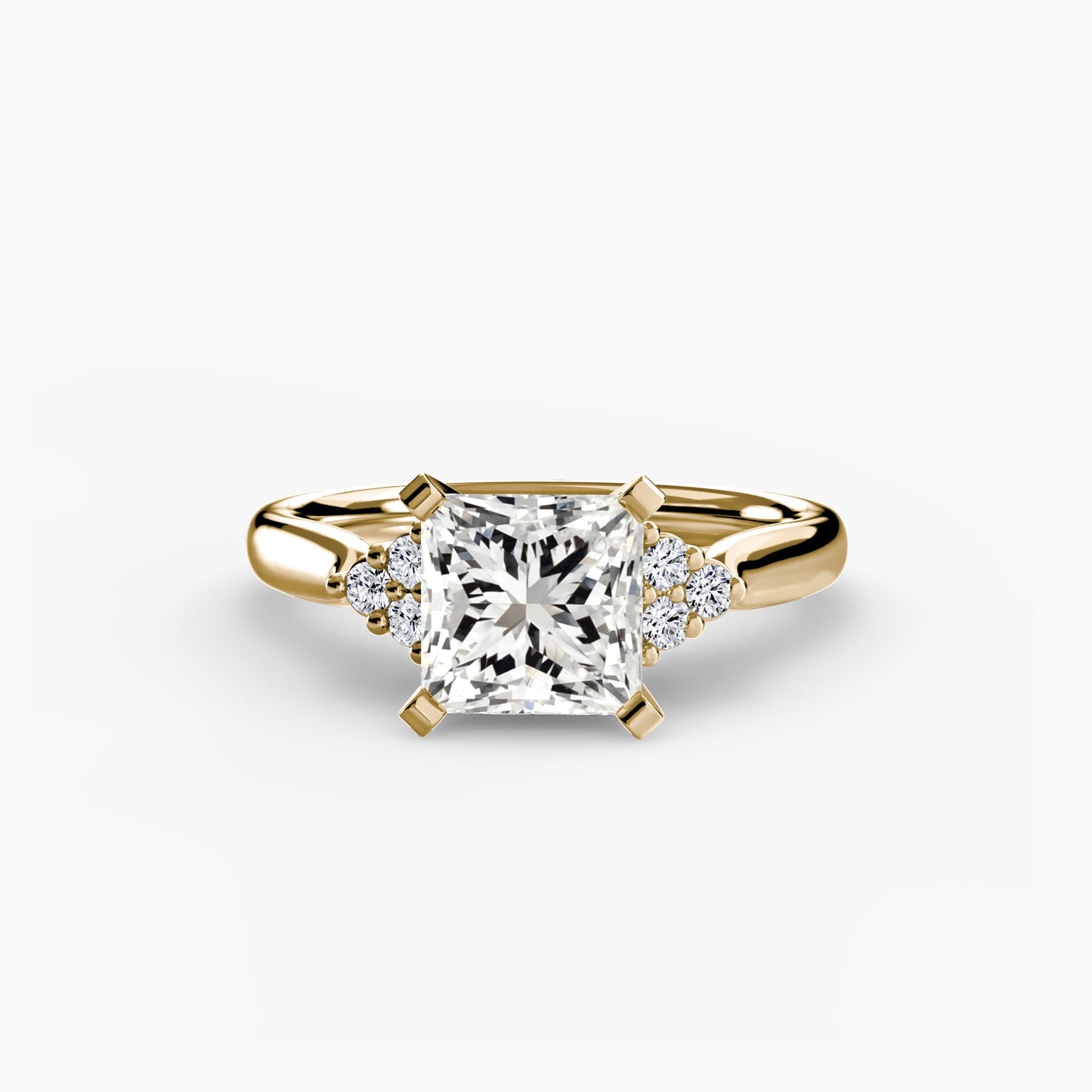 Solitaire with Cluster Shoulders 2 - AYKA JEWELS
