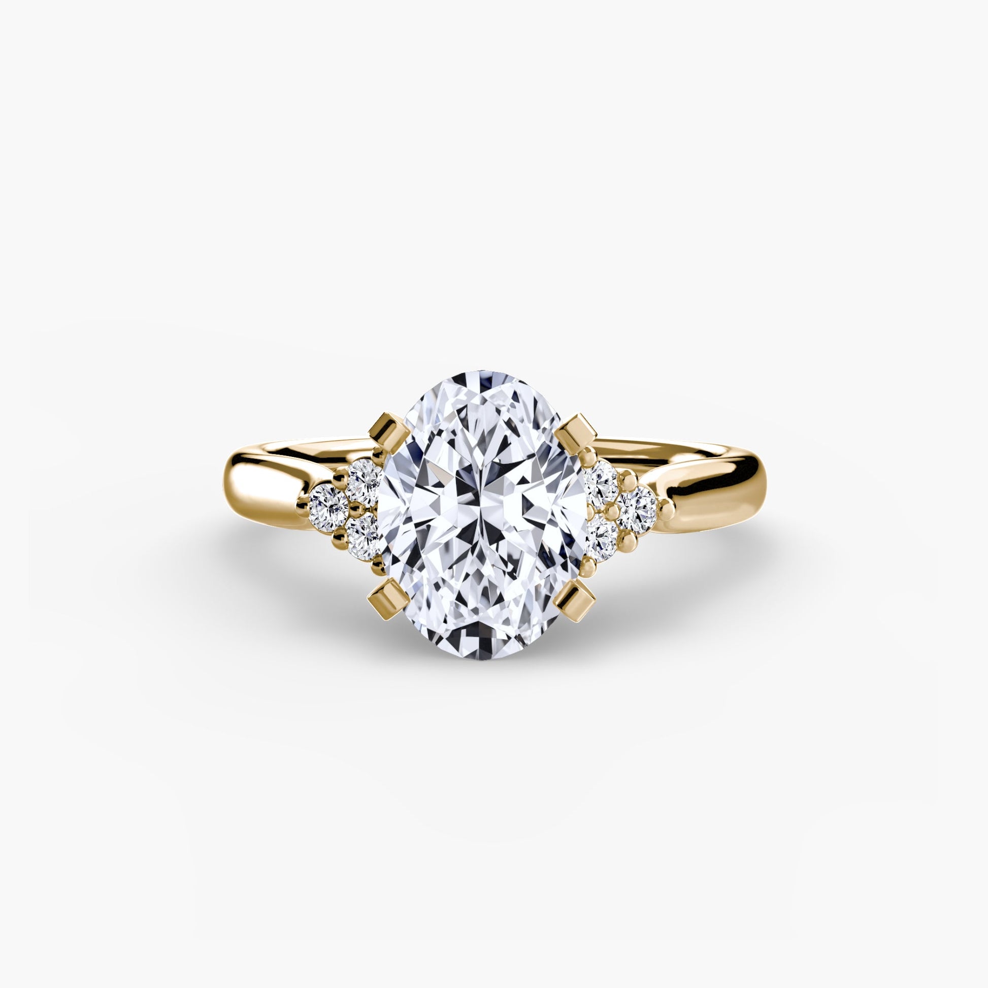 Solitaire with Cluster Shoulders 2 - AYKA JEWELS