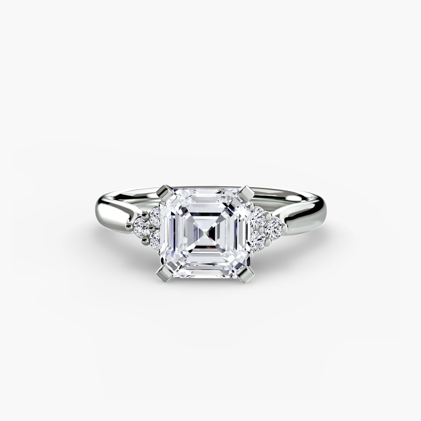 Solitaire with Cluster Shoulders 2 - AYKA JEWELS