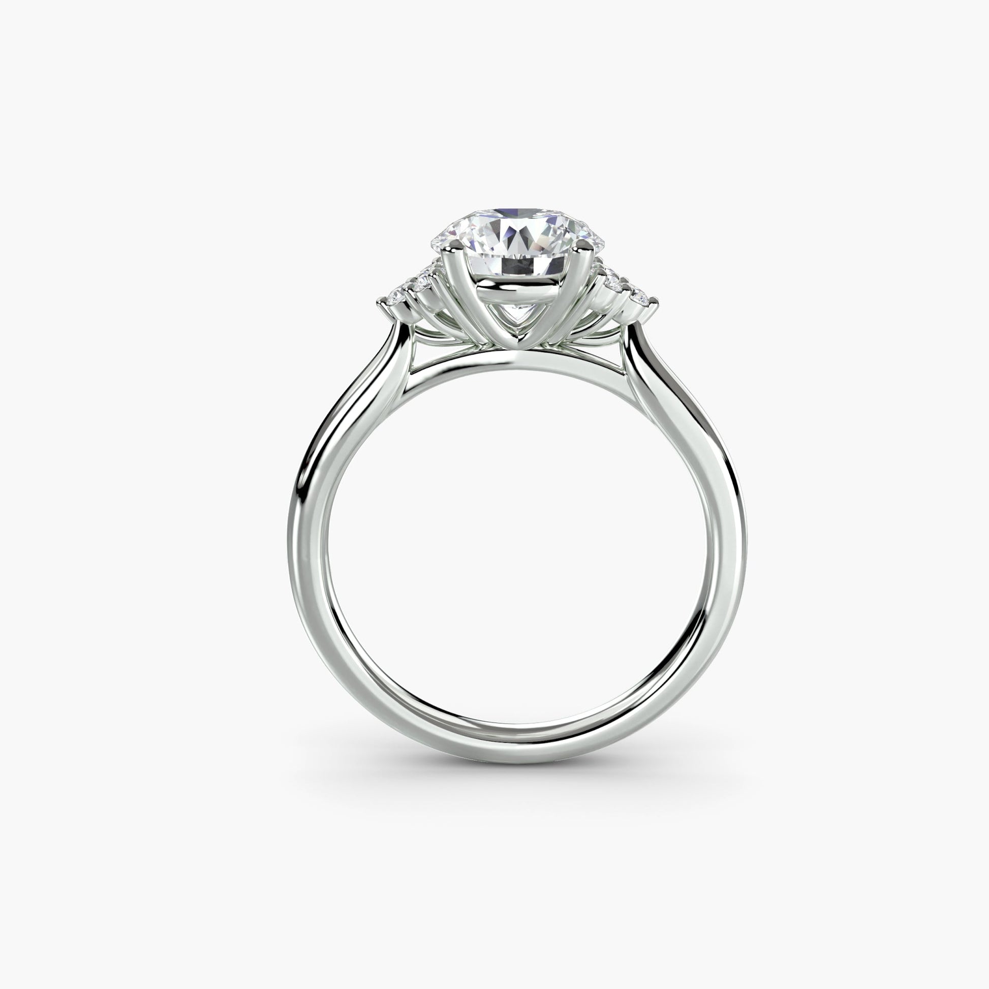 Solitaire with Cluster Shoulders - AYKA JEWELS