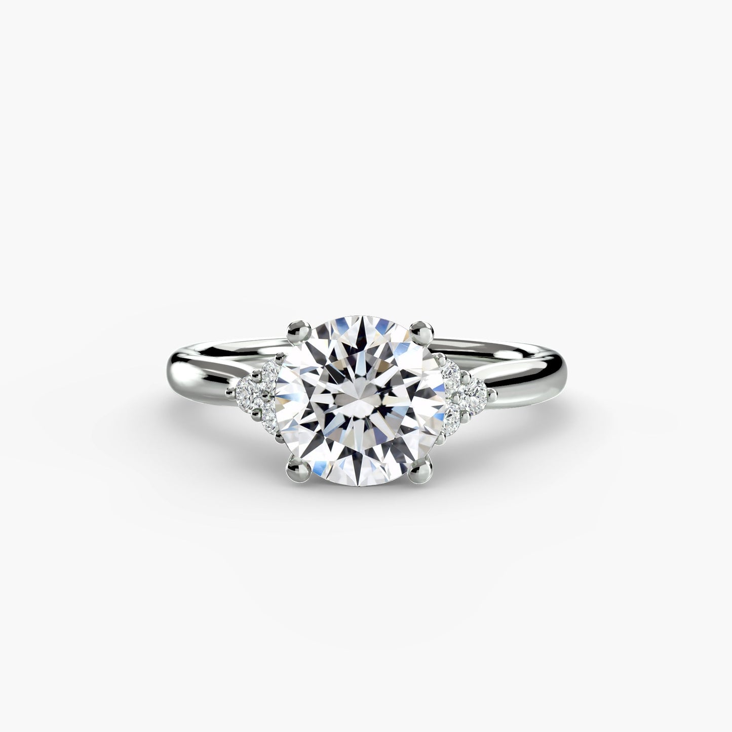 Solitaire with Cluster Shoulders - AYKA JEWELS