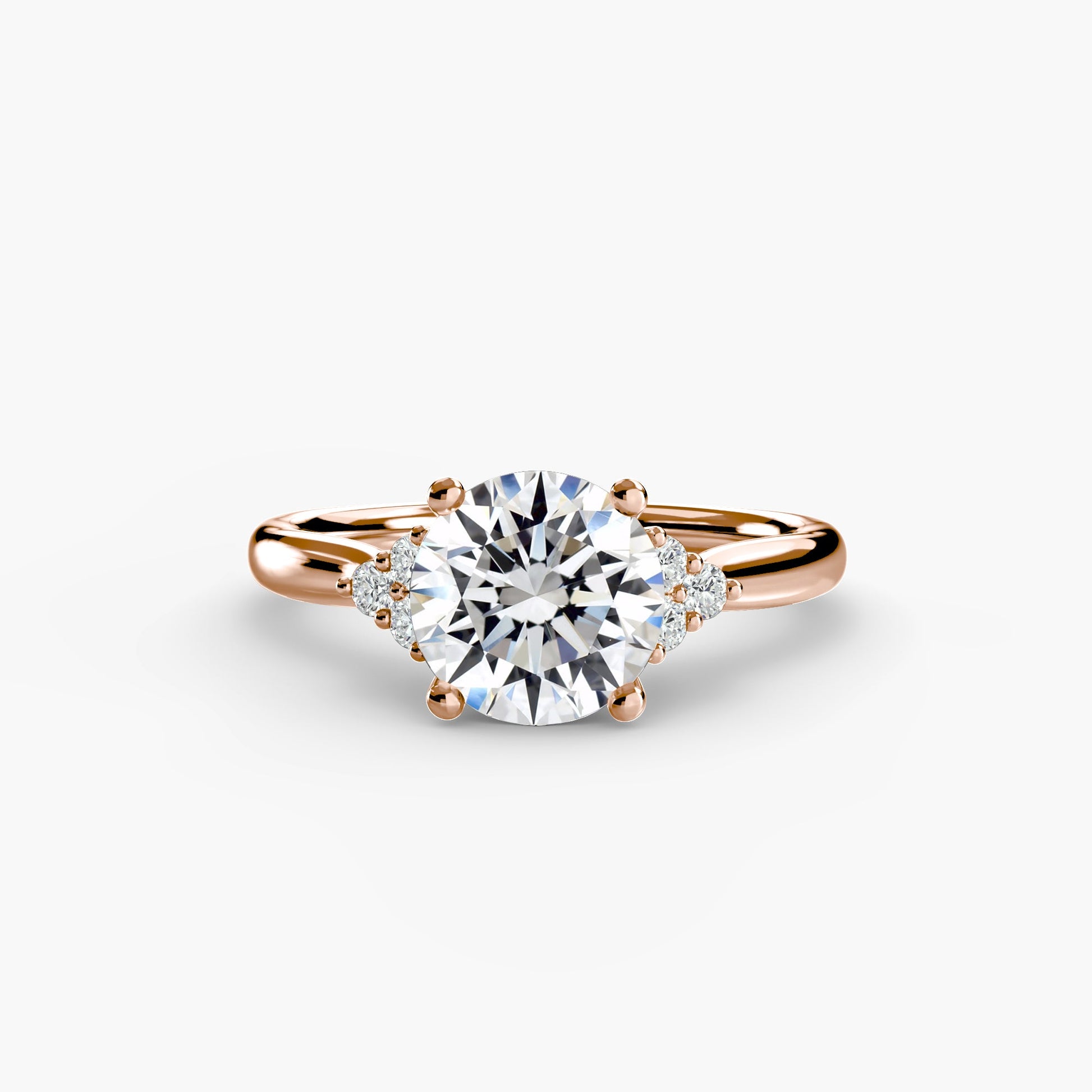 Solitaire with Cluster Shoulders - AYKA JEWELS