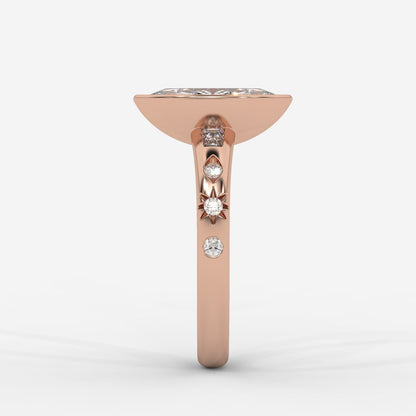 Solstice Diamond Ring with Celestial Band - Marquise - AYKA JEWELS