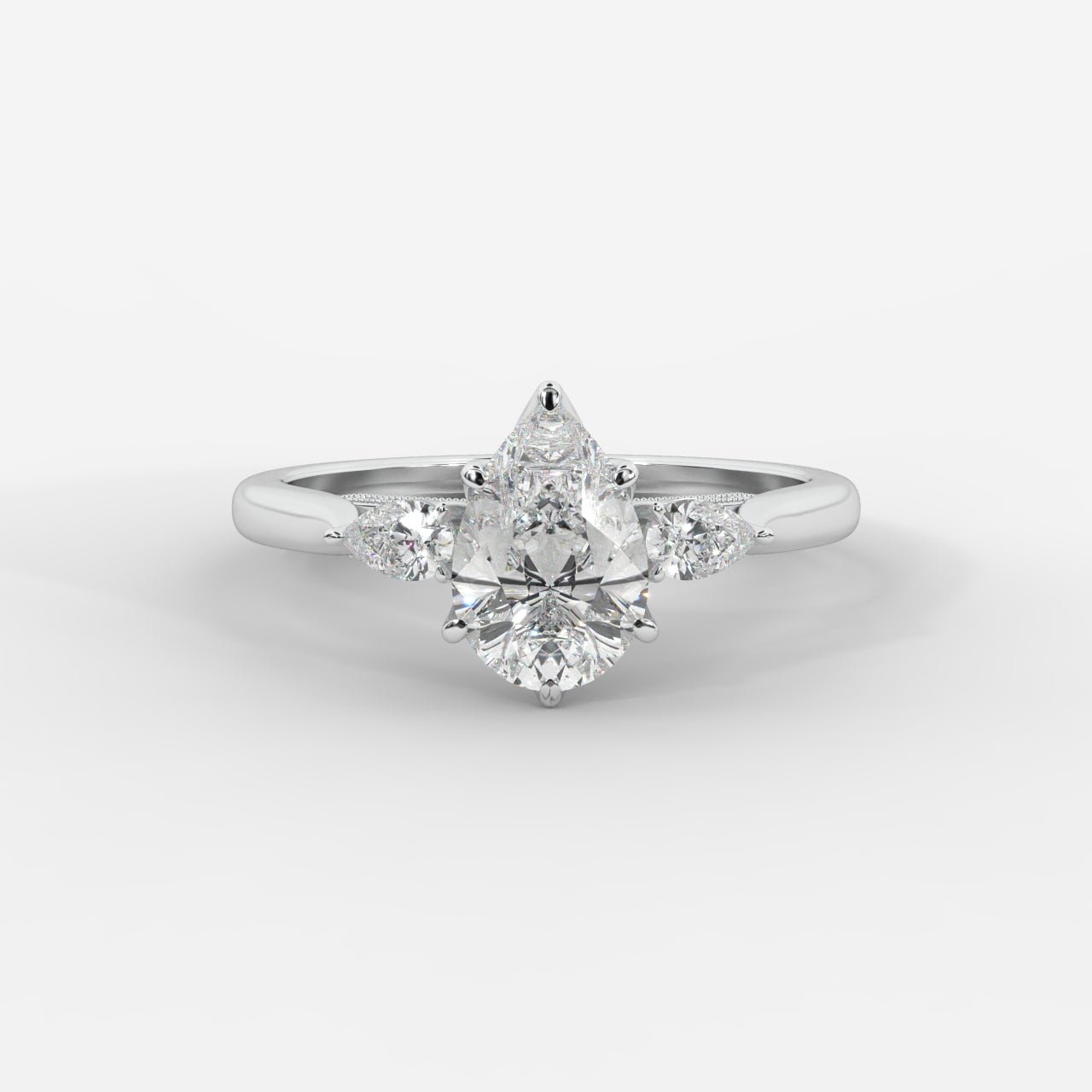 Stephanie Three Stone Diamond Ring - Pear - AYKA JEWELS