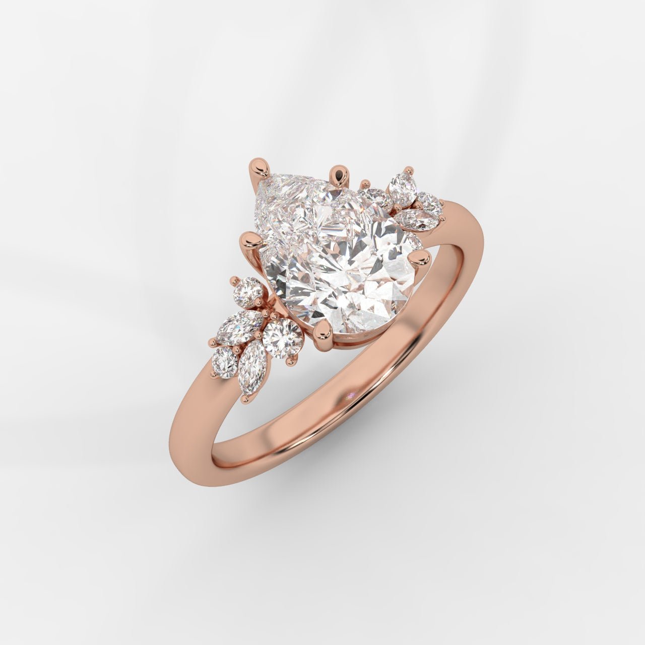 Sylvie Floral Cluster Diamond Ring - Pear - AYKA JEWELS