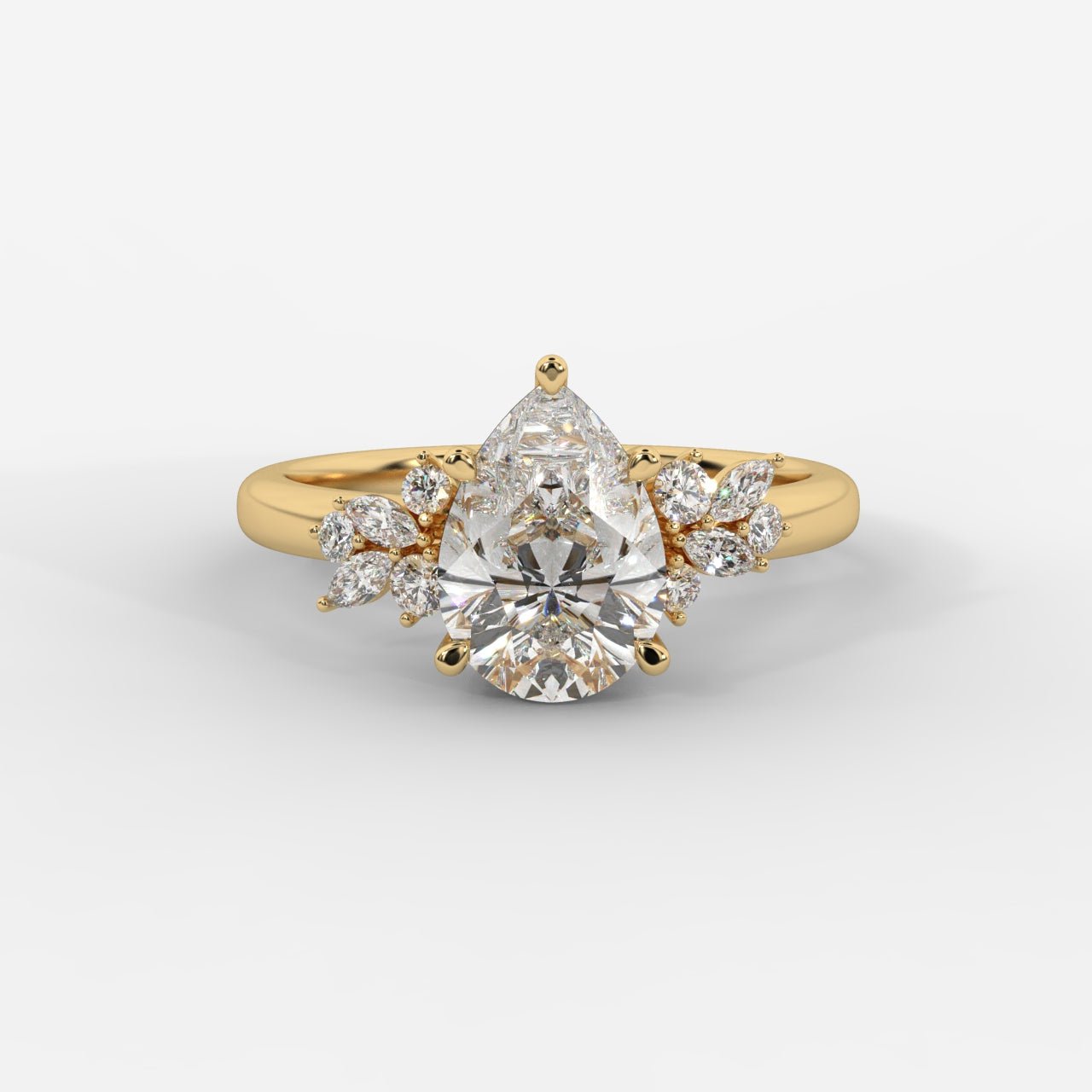 Sylvie Floral Cluster Diamond Ring - Pear - AYKA JEWELS