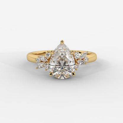 Sylvie Floral Cluster Diamond Ring - Pear - AYKA JEWELS