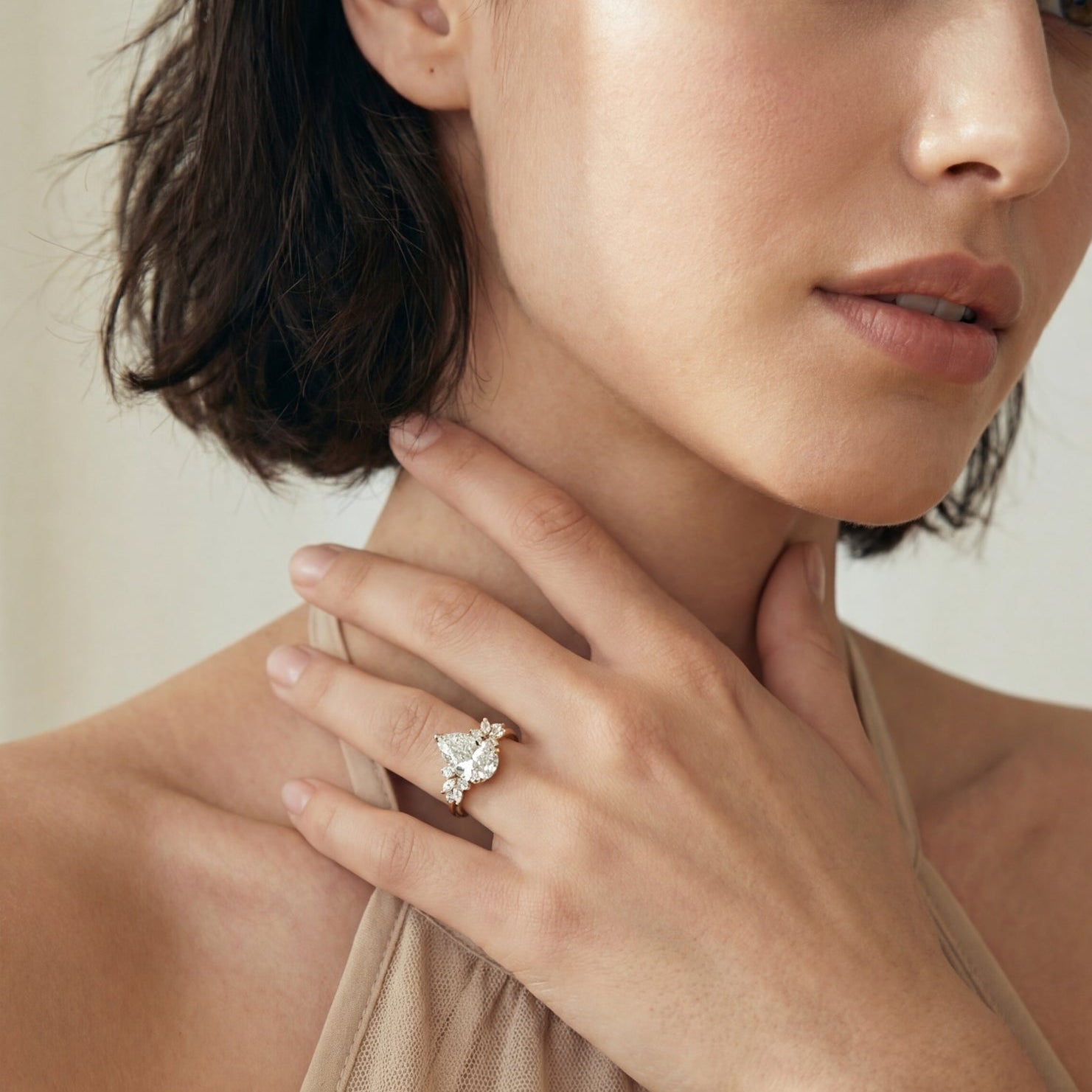 Sylvie Floral Cluster Diamond Ring - Pear - AYKA JEWELS