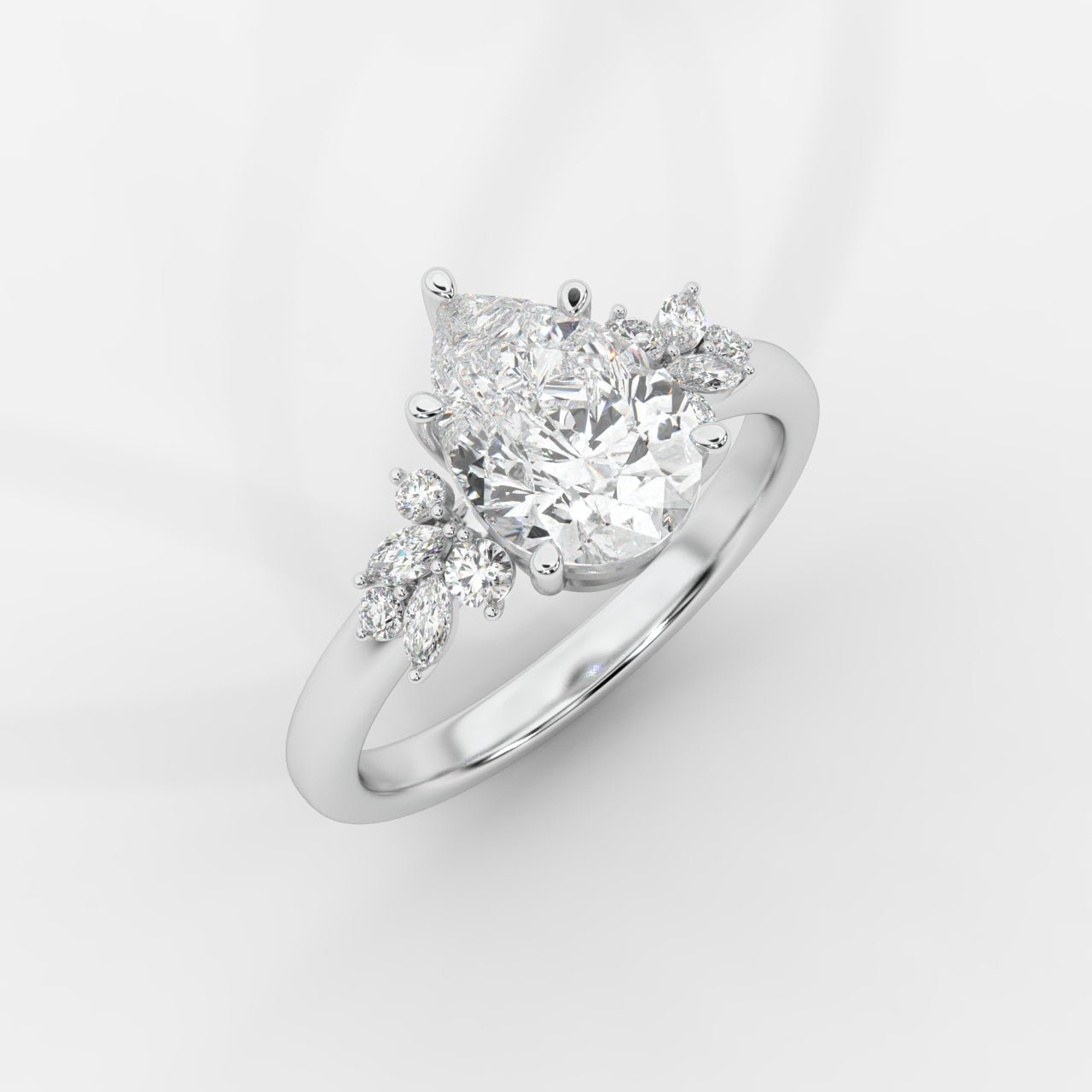 Sylvie Floral Cluster Diamond Ring - Pear - AYKA JEWELS
