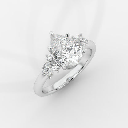 Sylvie Floral Cluster Diamond Ring - Pear - AYKA JEWELS