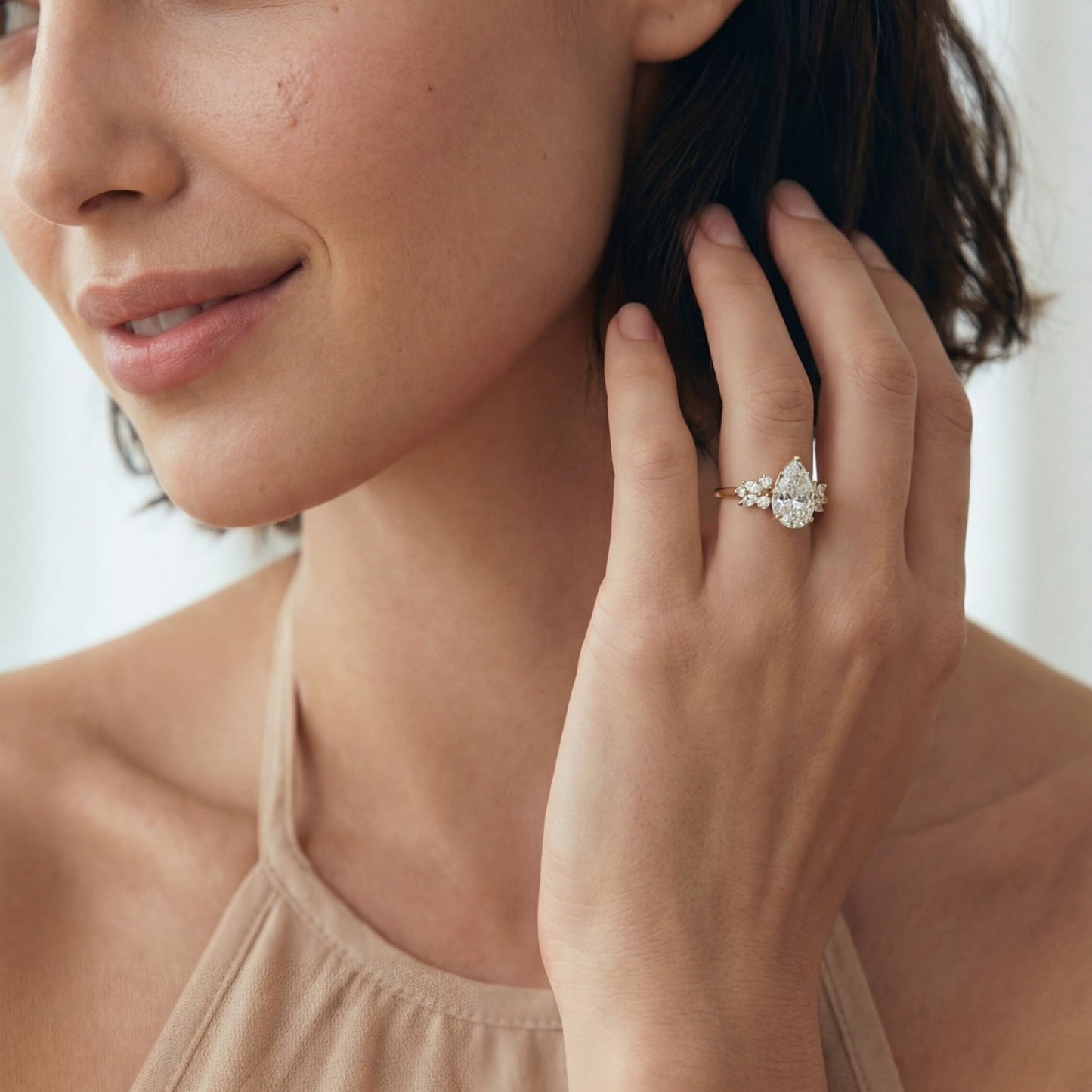 Sylvie Floral Cluster Diamond Ring - Pear - AYKA JEWELS