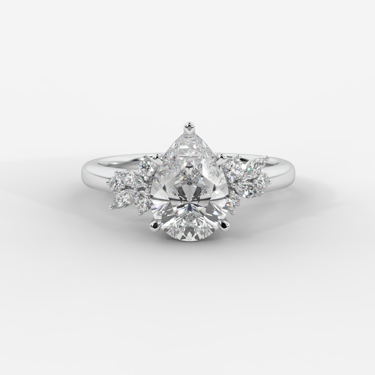 Sylvie Floral Cluster Diamond Ring - Pear - AYKA JEWELS