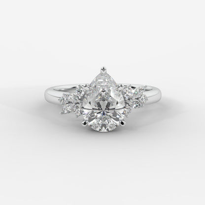 Sylvie Floral Cluster Diamond Ring - Pear - AYKA JEWELS
