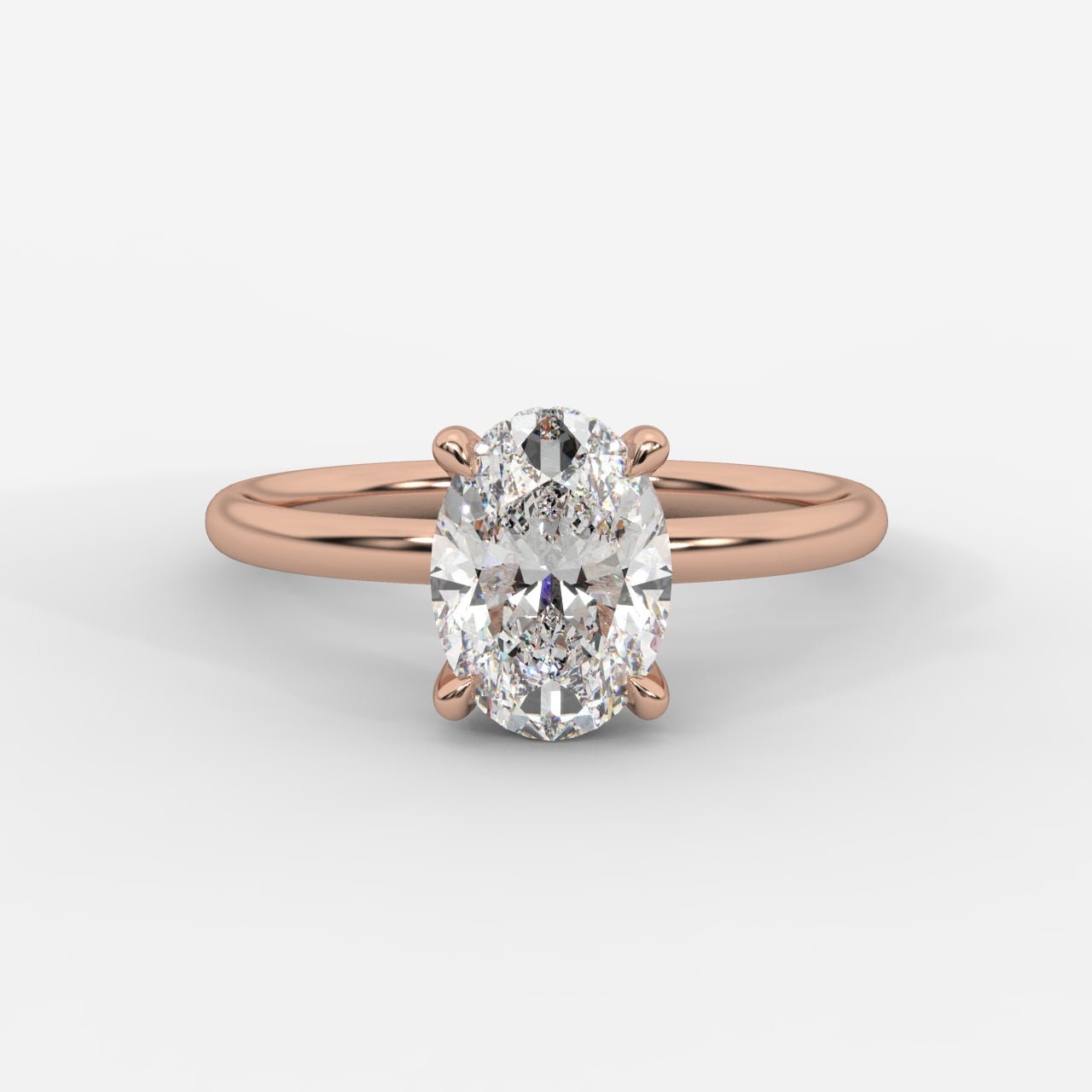 Talia Solitaire Ring With Hidden Halo - Oval - AYKA JEWELS
