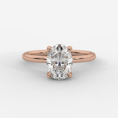 Talia Solitaire Ring With Hidden Halo - Oval - AYKA JEWELS