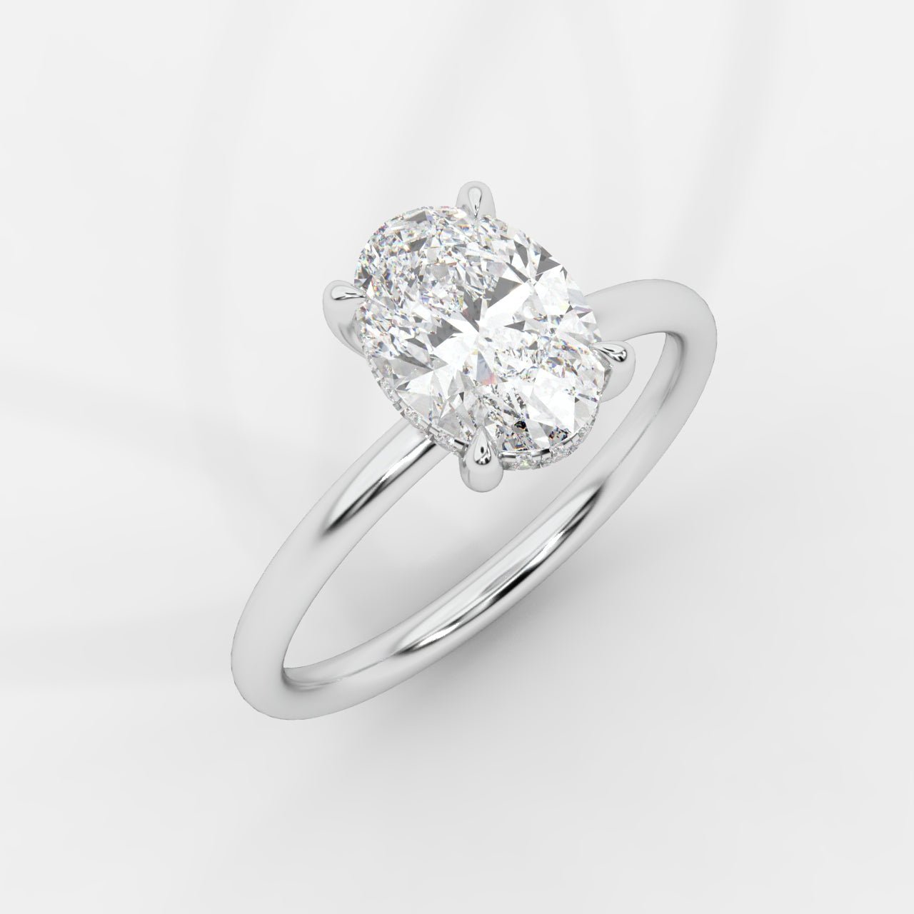Talia Solitaire Ring With Hidden Halo - Oval - AYKA JEWELS