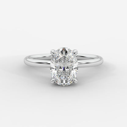 Talia Solitaire Ring With Hidden Halo - Oval - AYKA JEWELS