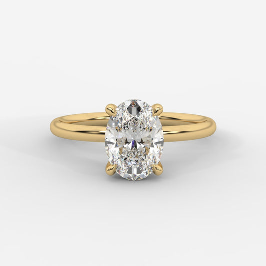 Talia Solitaire Ring With Hidden Halo - Oval - AYKA JEWELS