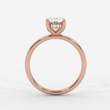 Talia Solitaire Ring With Hidden Halo - Oval - AYKA JEWELS