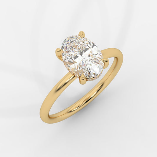 Talia Solitaire Ring With Hidden Halo - Oval - AYKA JEWELS