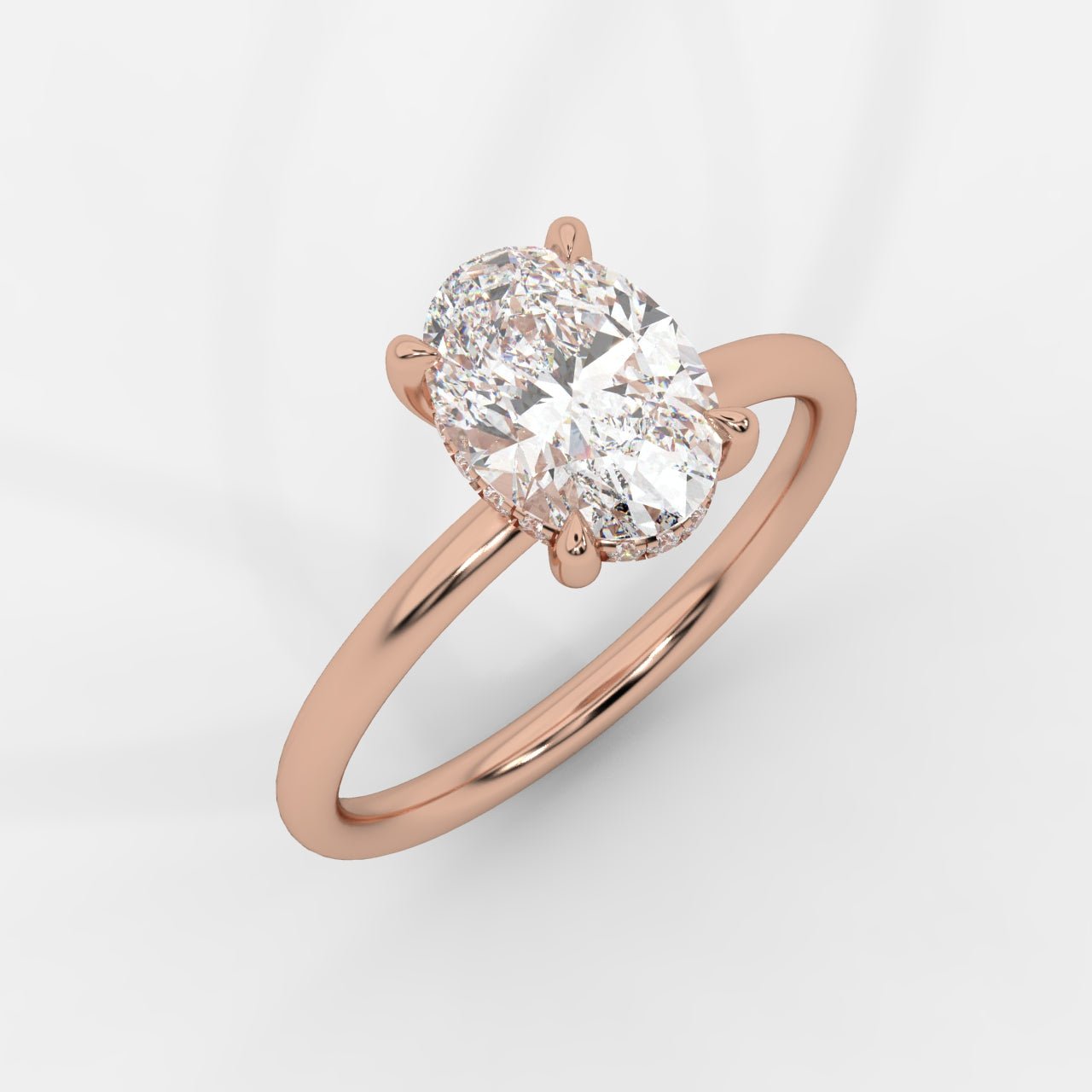 Talia Solitaire Ring With Hidden Halo - Oval - AYKA JEWELS
