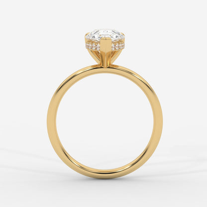Talia Solitaire Ring With Hidden Halo - Pear - AYKA JEWELS