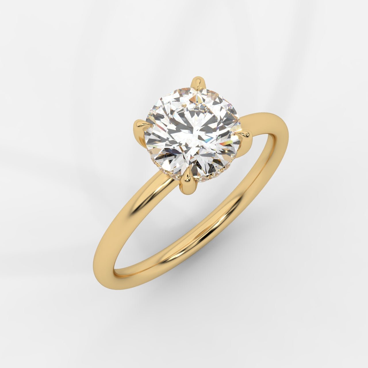Talia Solitaire Ring With Hidden Halo - Round - AYKA JEWELS