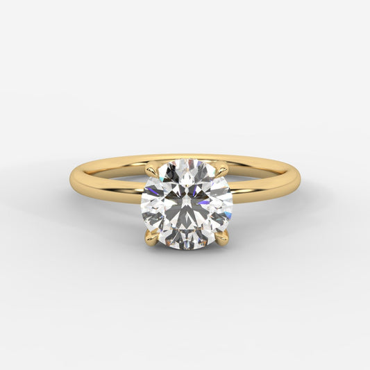 Talia Solitaire Ring With Hidden Halo - Round - AYKA JEWELS