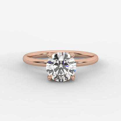 Talia Solitaire Ring With Hidden Halo - Round - AYKA JEWELS