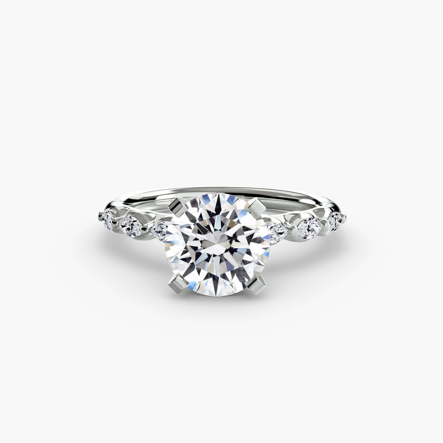 The Floral Accent Solitaire - AYKA JEWELS