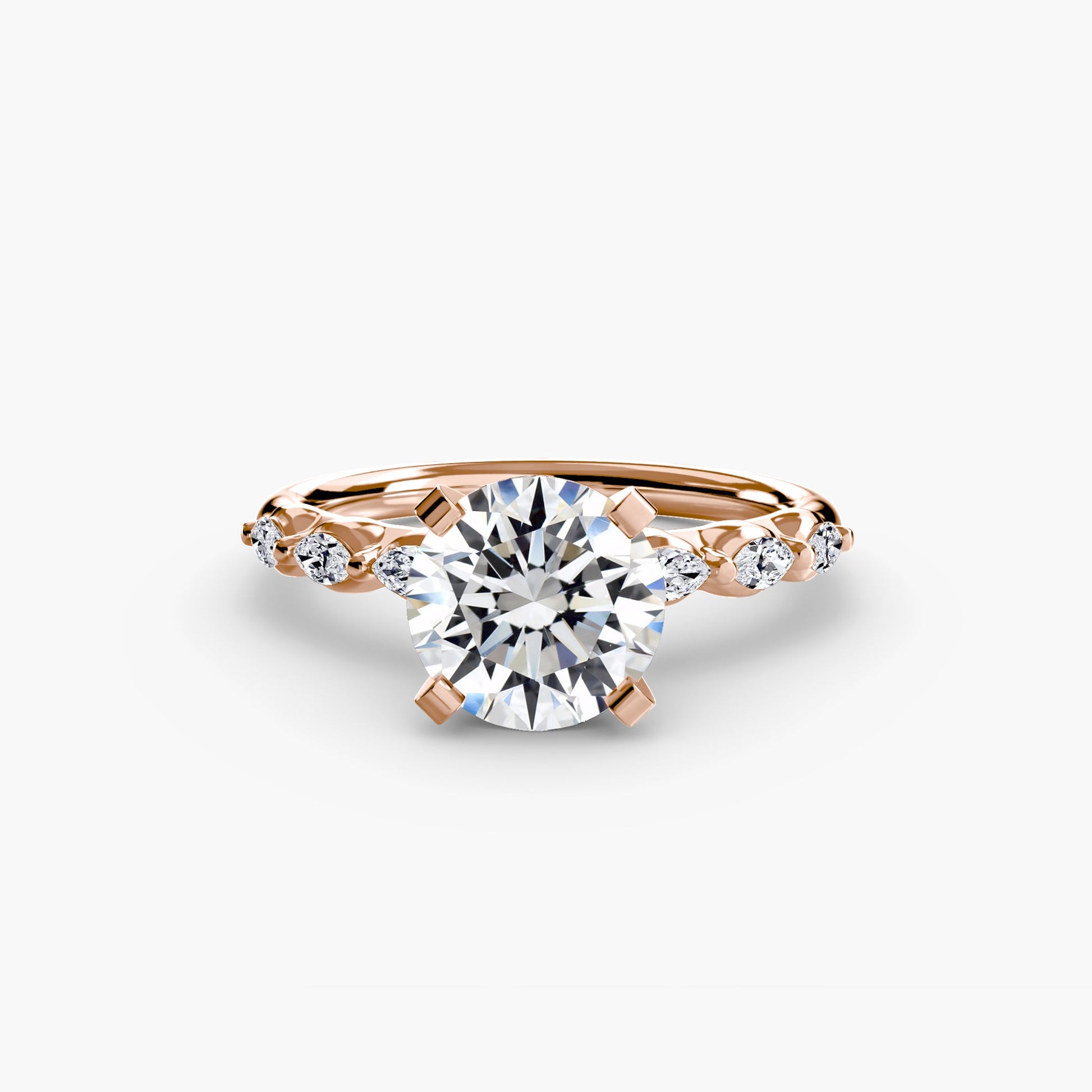 The Floral Accent Solitaire - AYKA JEWELS