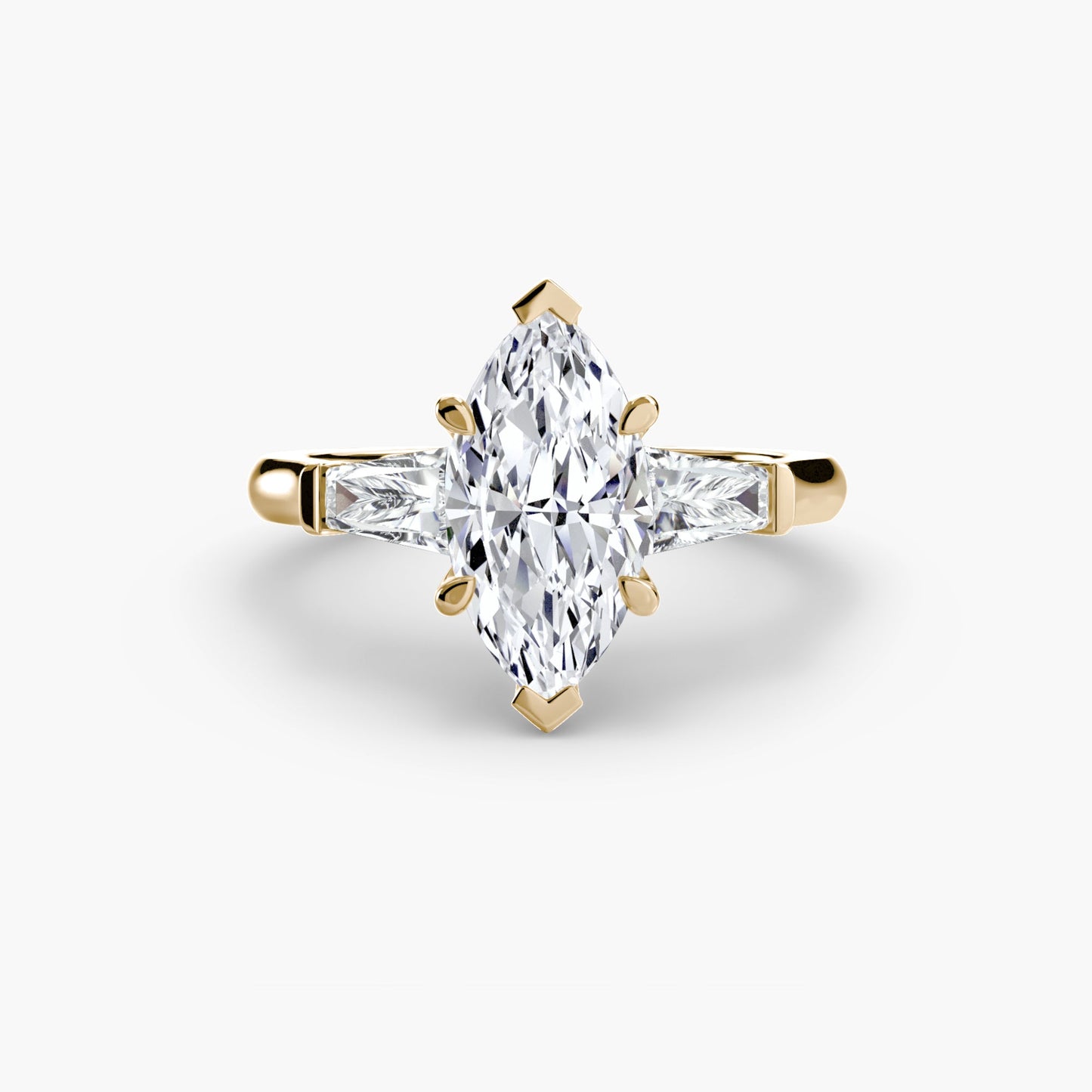 Three-Stone Ring (Baguette Side Stones) - AYKA JEWELS