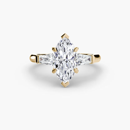 Three-Stone Ring (Baguette Side Stones) - AYKA JEWELS
