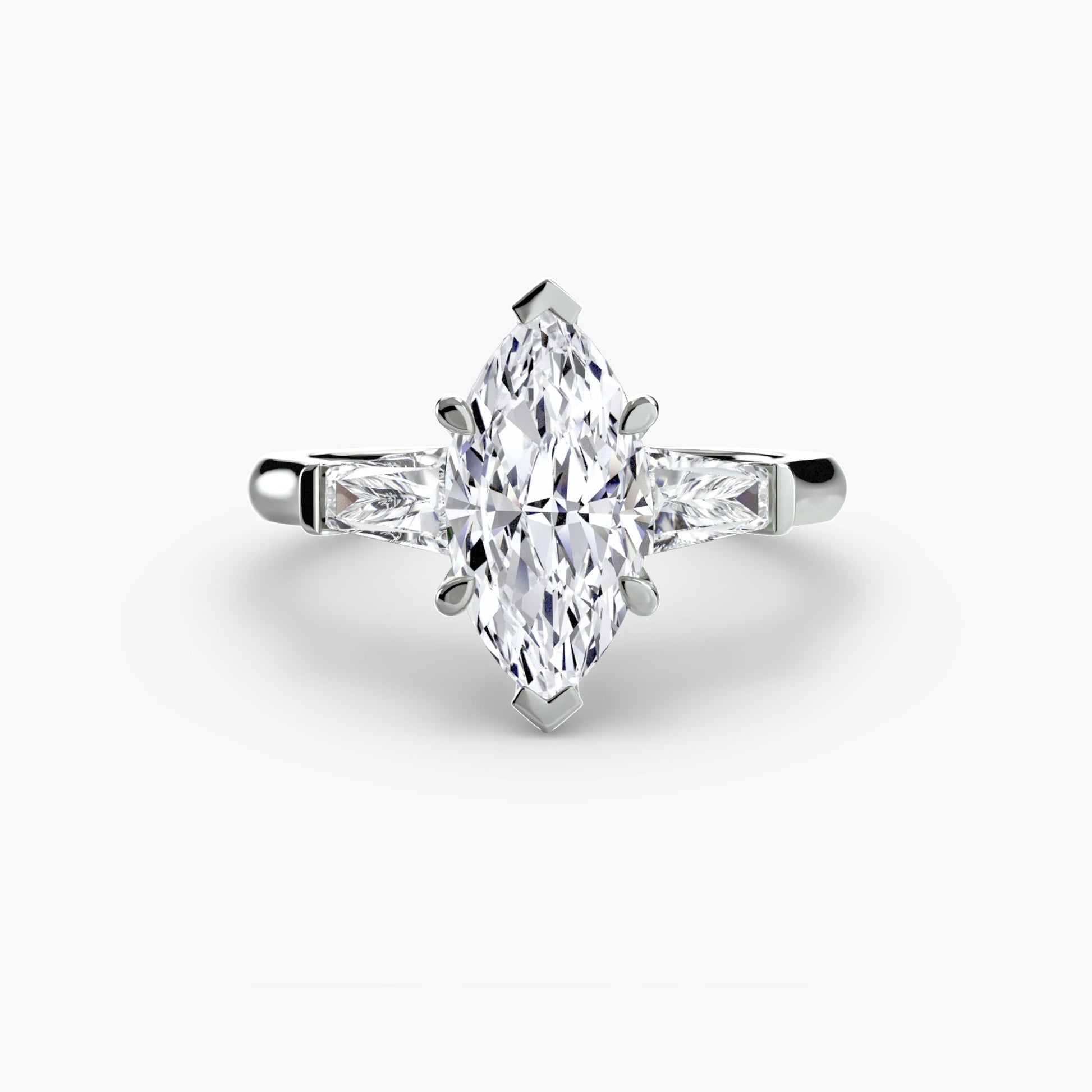 Three-Stone Ring (Baguette Side Stones) - AYKA JEWELS