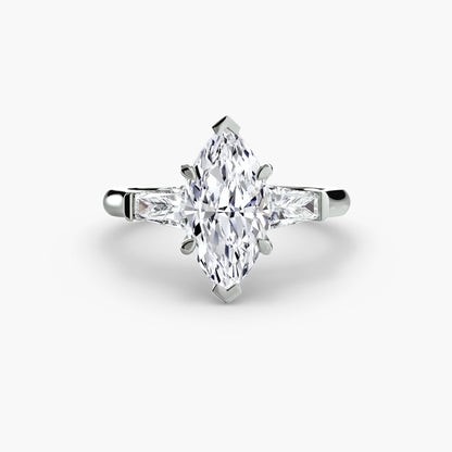 Three-Stone Ring (Baguette Side Stones) - AYKA JEWELS