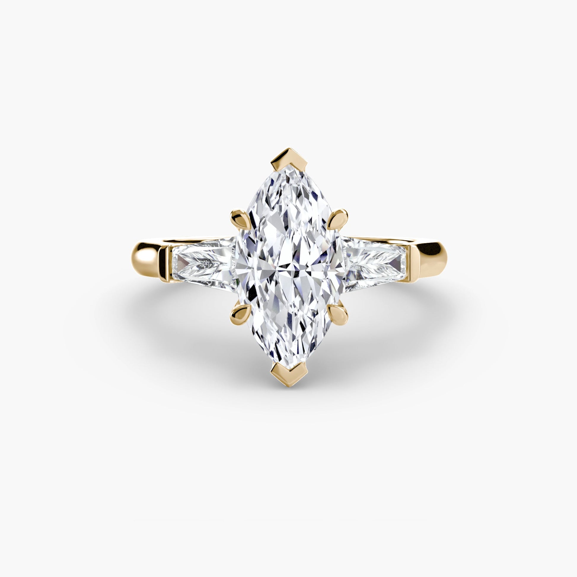 Three-Stone Ring (Baguette Side Stones) - AYKA JEWELS