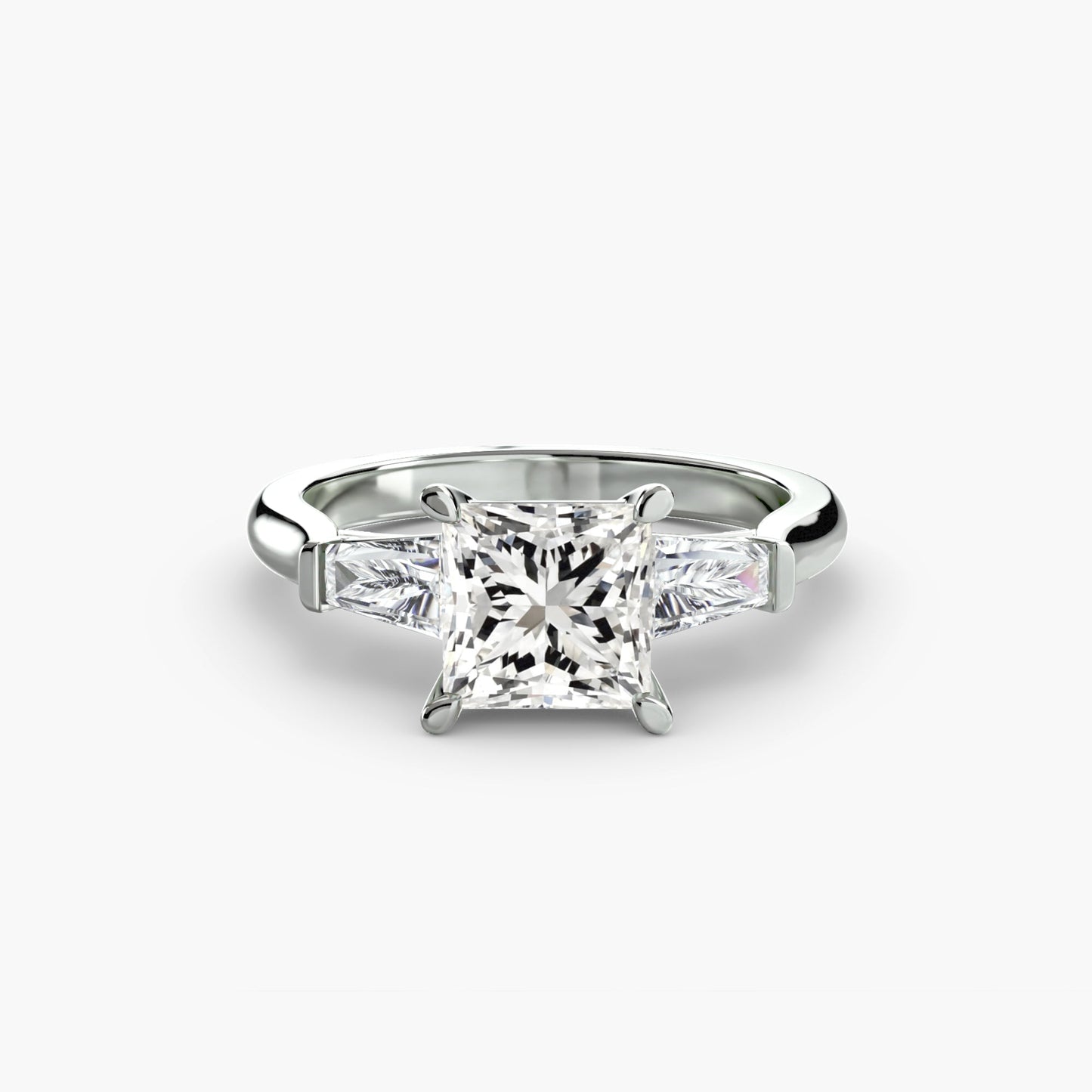 Three-Stone Ring (Baguette Side Stones) - AYKA JEWELS