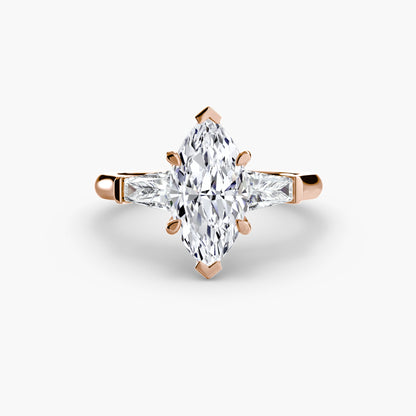 Three-Stone Ring (Baguette Side Stones) - AYKA JEWELS