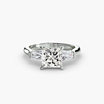 Three-Stone Ring (Baguette Side Stones) - AYKA JEWELS