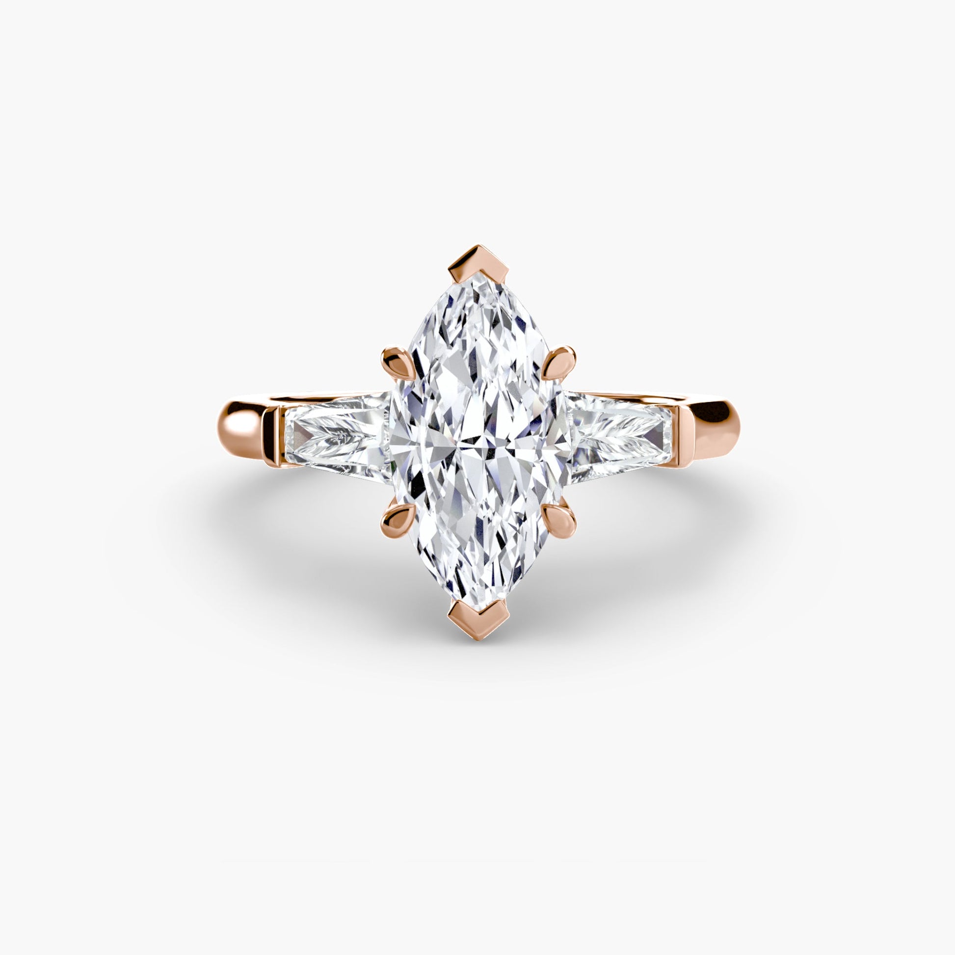Three-Stone Ring (Baguette Side Stones) - AYKA JEWELS