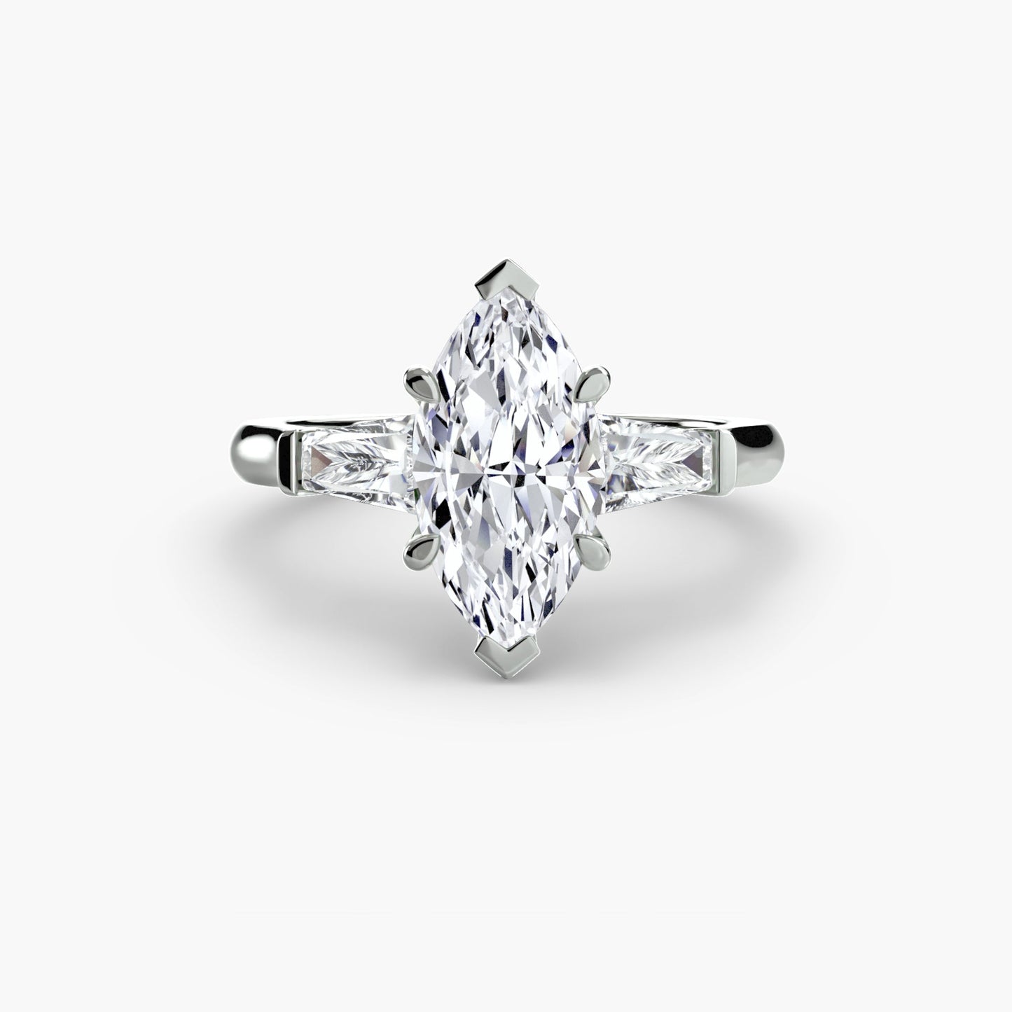 Three-Stone Ring (Baguette Side Stones) - AYKA JEWELS