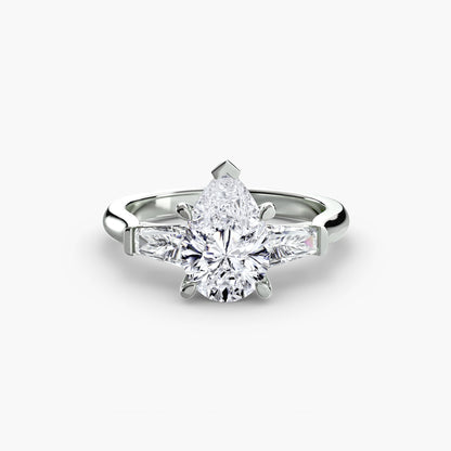 Three-Stone Ring (Baguette Side Stones) - AYKA JEWELS