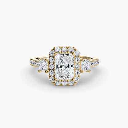 Three-Stone Ring with Halo 2 - AYKA JEWELS