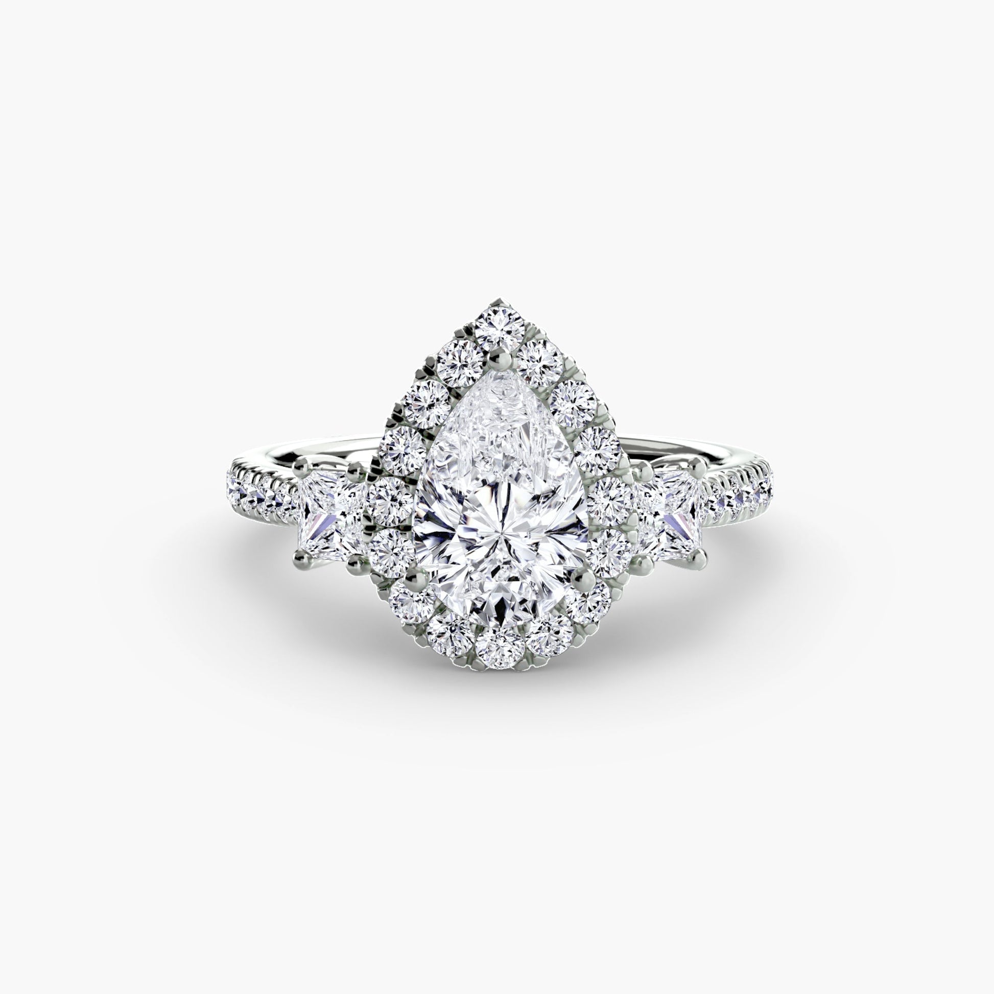 Three-Stone Ring with Halo 2 - AYKA JEWELS