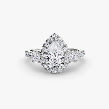 Three-Stone Ring with Halo 2 - AYKA JEWELS